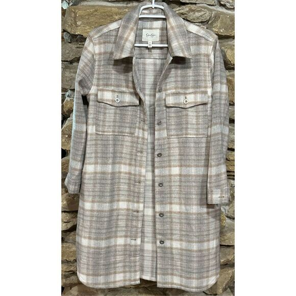 Jessica Simpson Women's Roe Long Sleeve Button Up Plaid Shirt-Jacket Size Medium - Picture 1 of 6